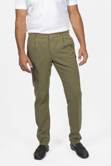 SLOWEAR Green  4% Stretch 1 Pleat Chino