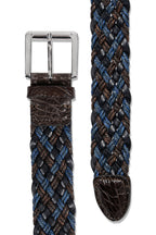 MITCHELL OGILVIE | Plaited Belt No Stretch | Navy & Brown