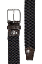 MITCHELL OGILVIE | Plaited Elasticated Belt Croc Trims | Navy & Choc