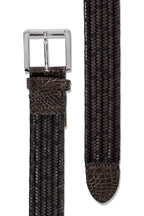 MITCHELL OGILVIE | Plaited Belt Croc Trims | Dark Brown