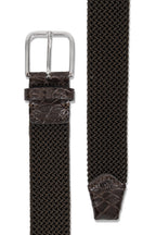 MITCHELL OGILVIE | Plaited Elasticated Belt Croc Trims | Dark Brown