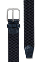 MITCHELL OGILVIE | Plaited Elasticated Belt Croc Trims | Navy