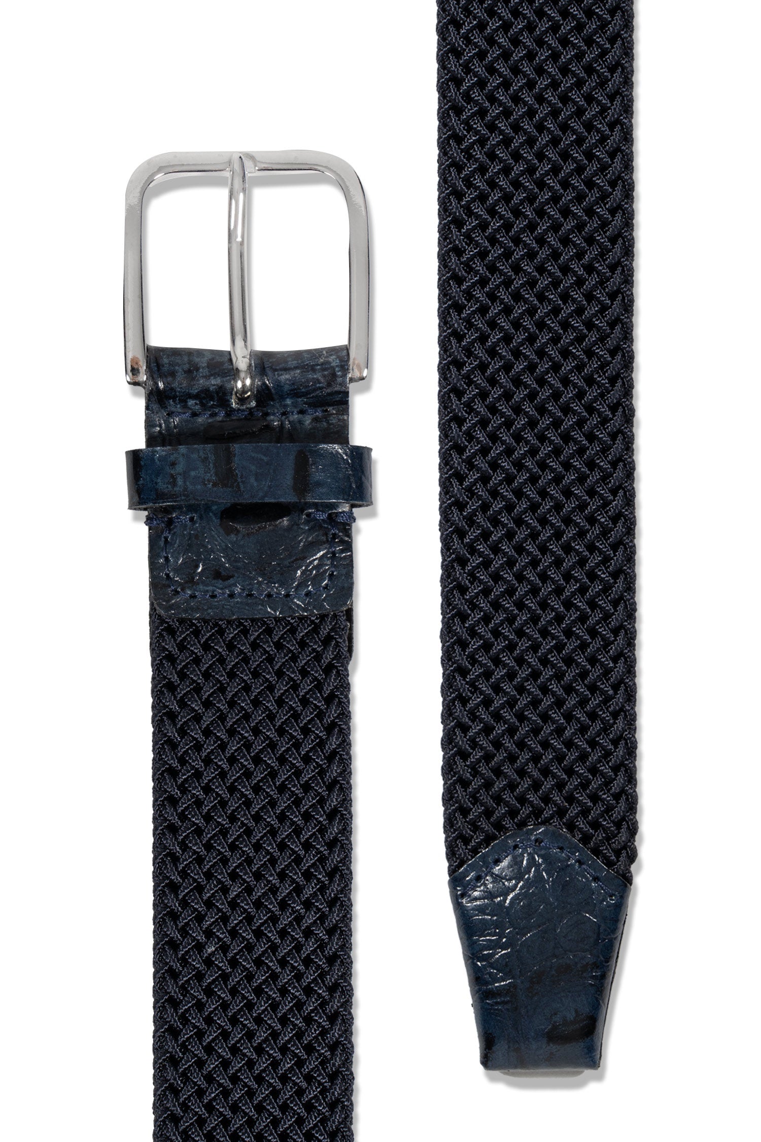 MITCHELL OGILVIE | Plaited Elasticated Belt Croc Trims | Navy