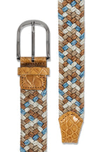 MITCHELL OGILVIE | Elasticated Plaited Belt Croc Trims | Tan