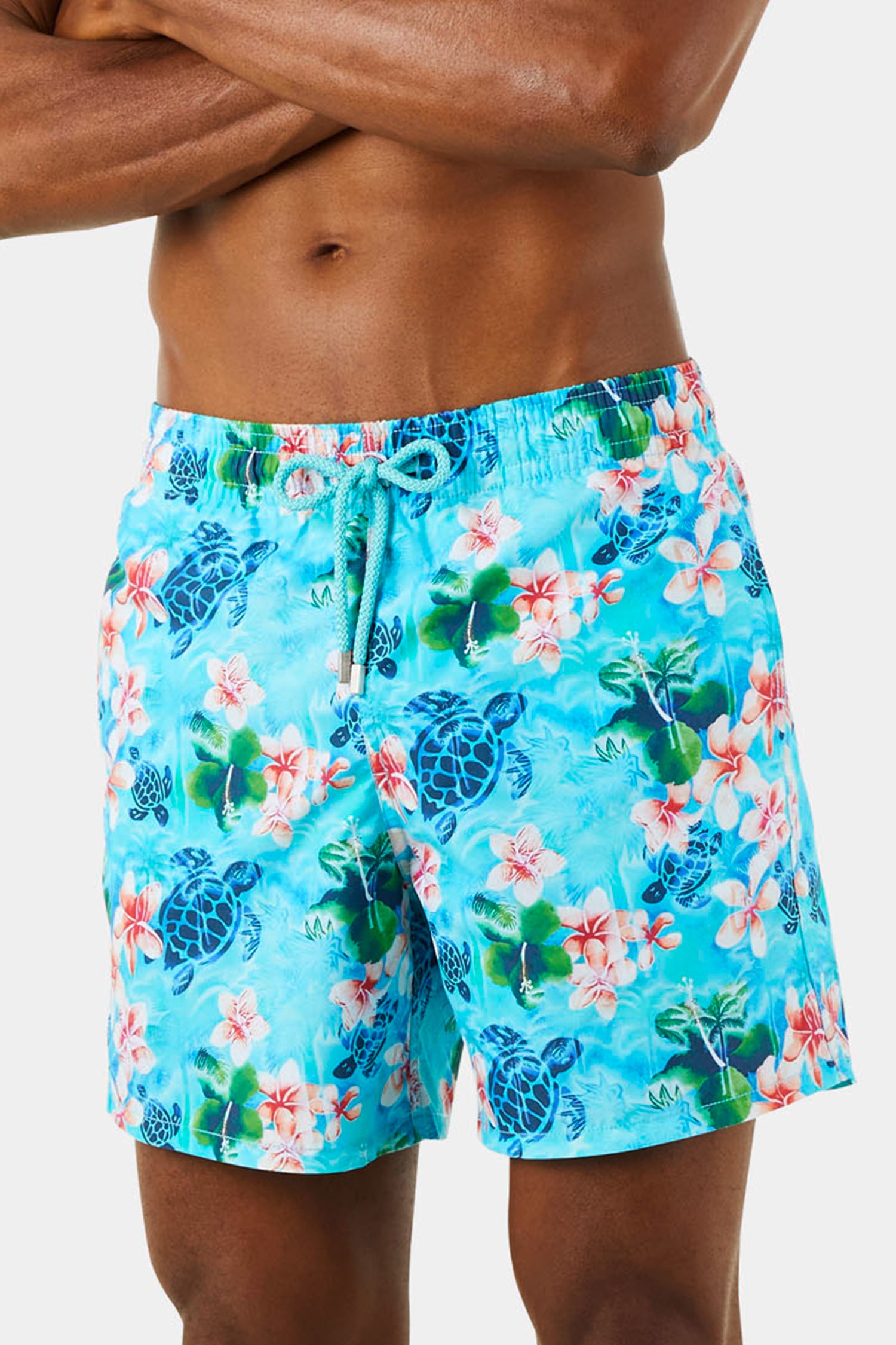 VILEBREQUIN | Turtle & Frangipani Swim Shorts | Blue