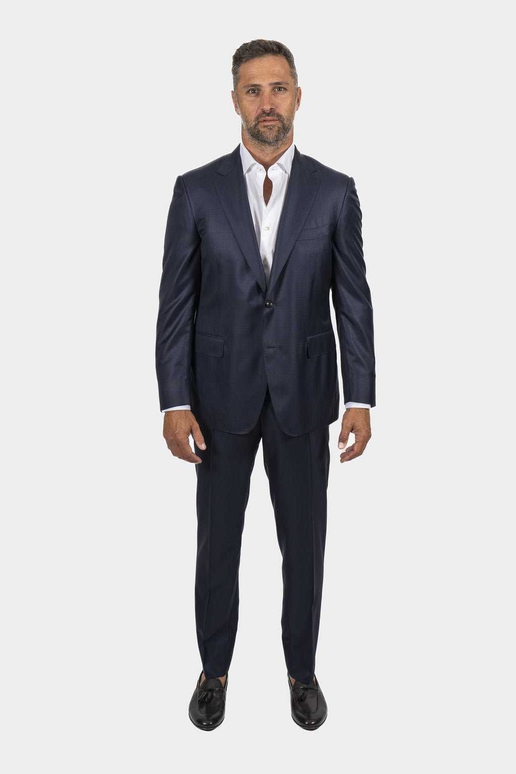 CANALI | Exclusive Super 150 Neat Check Suit | Midnight Blue