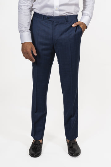 CANALI Dark Blue Subtle Red Check Trousers
