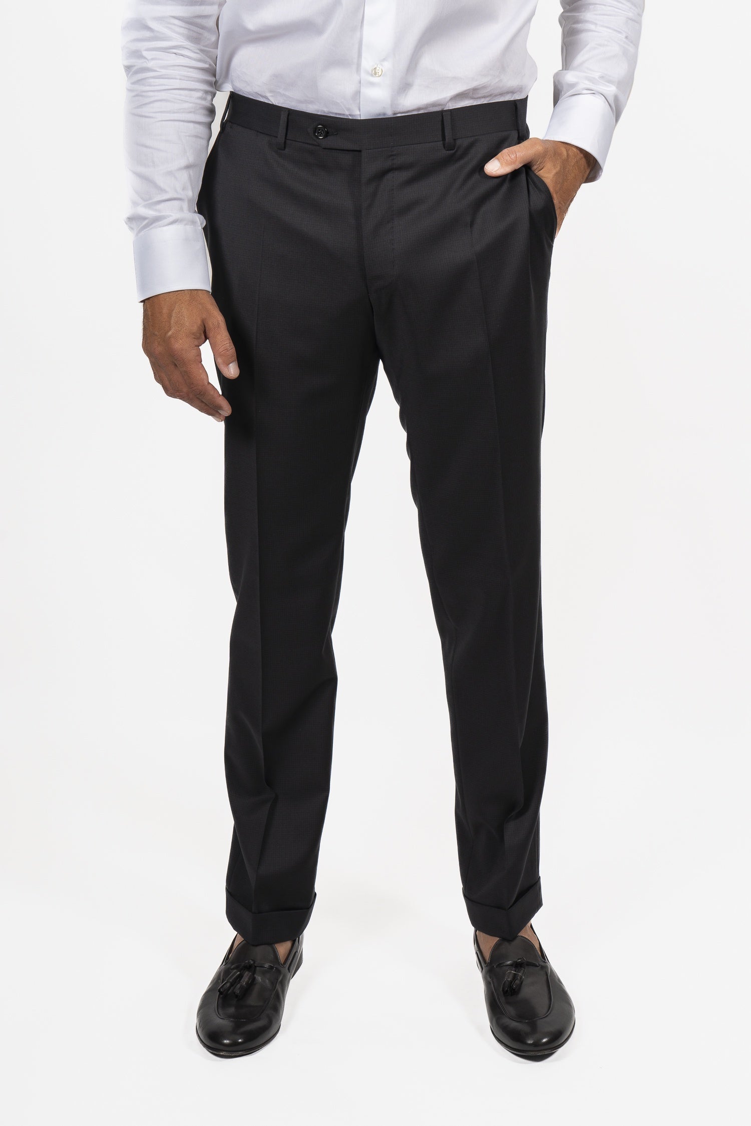 CANALI | Micro Check Trousers | Black