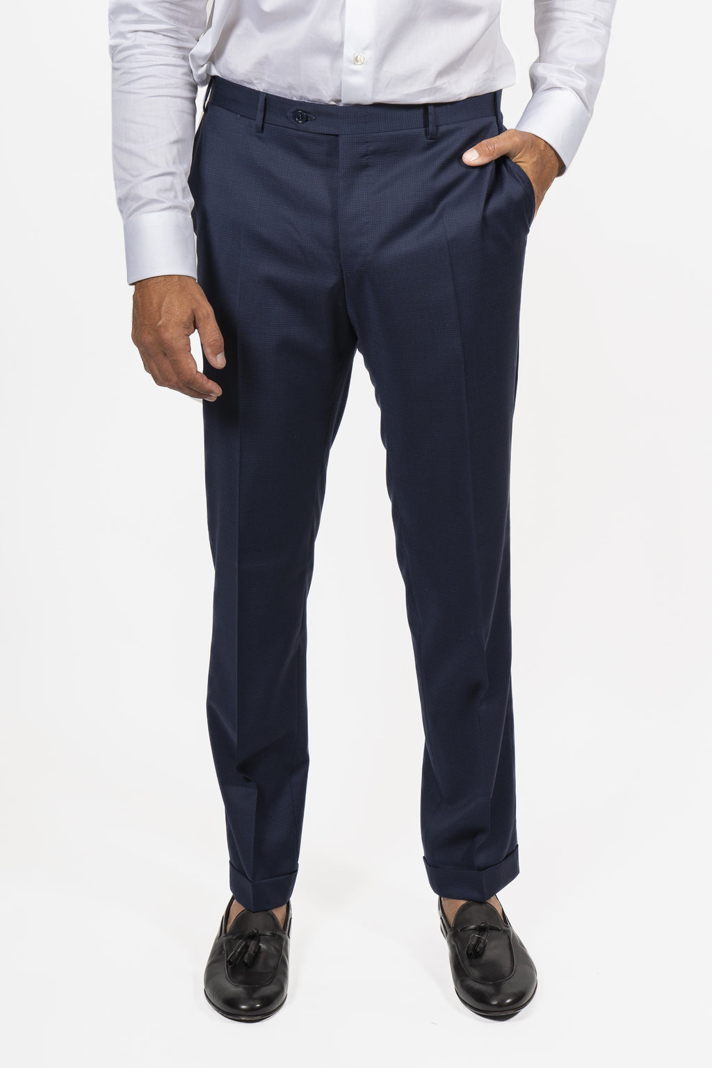CANALI | Micro Check Trousers | Navy
