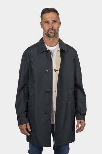 CANALI Navy & Beige Reversible Raincoat