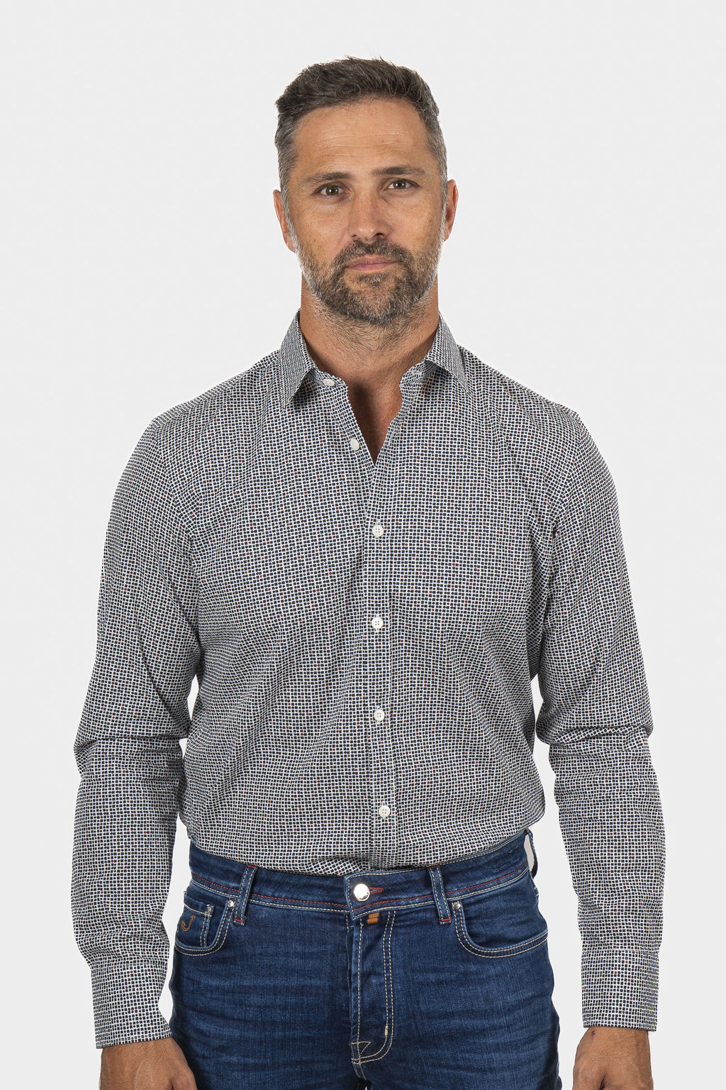 CANALI | Spot On Check Shirt | Navy & Red