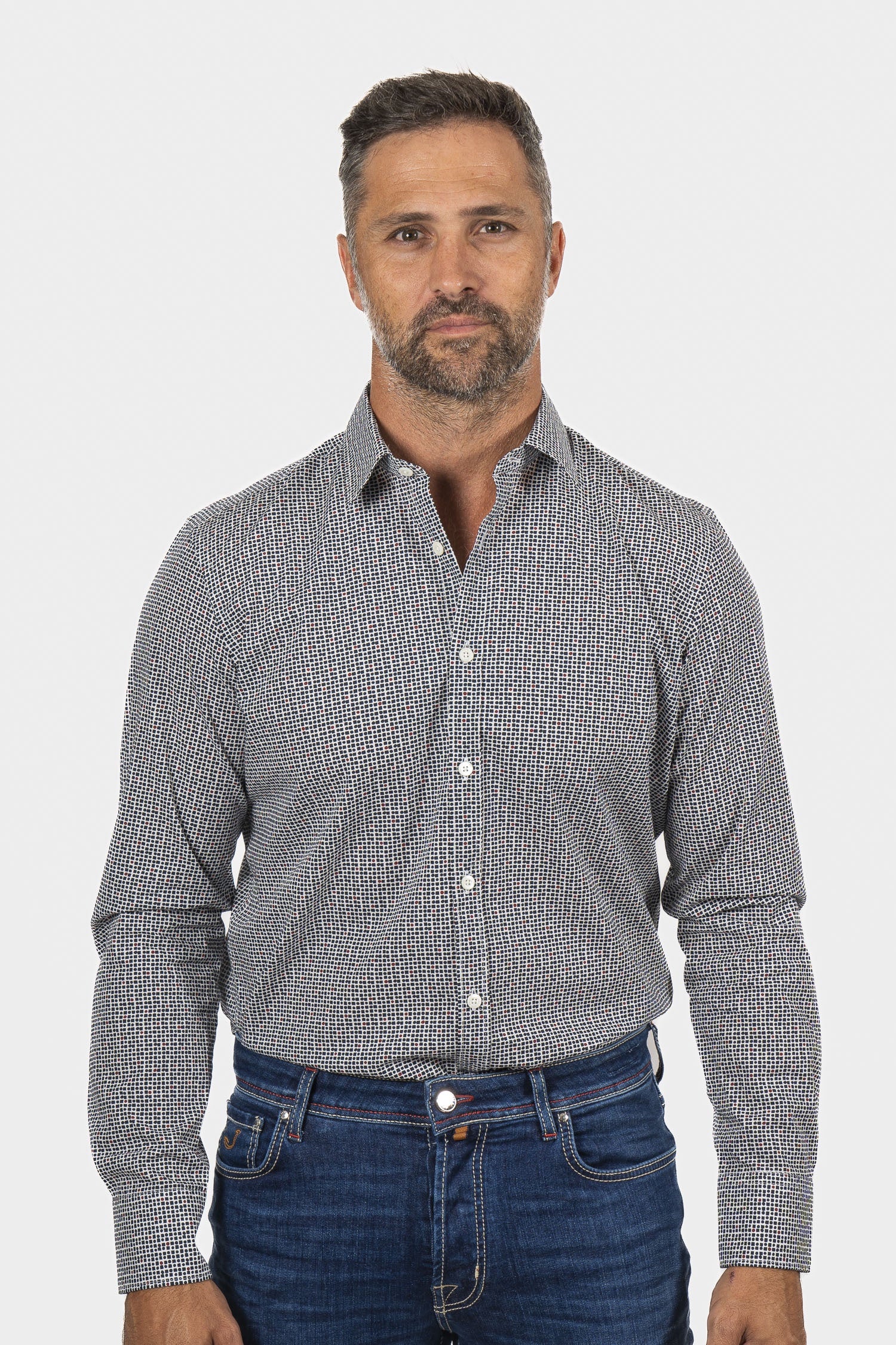 CANALI | Spot On Check Shirt | Navy & Red