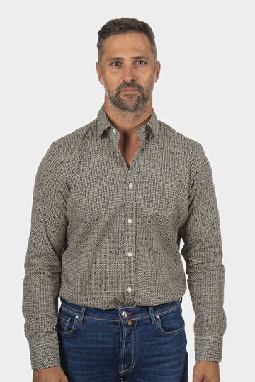 CANALI Black & Brown Spot On Check Shirt