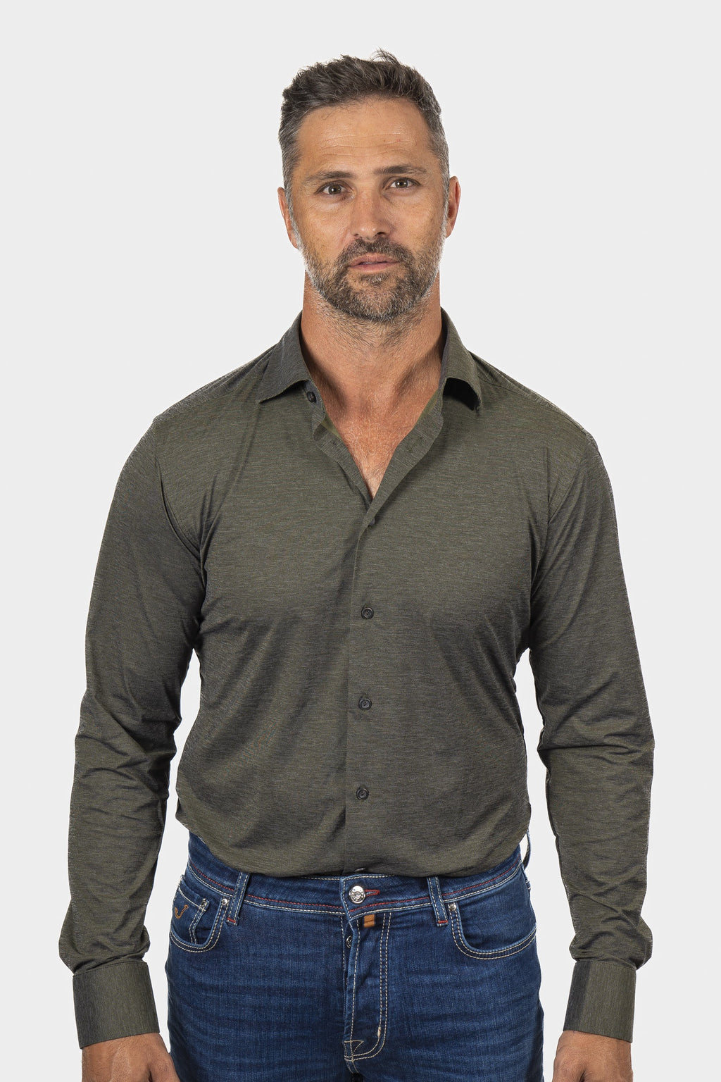 ETON | Stretch Jersey Shirt | Forest Green