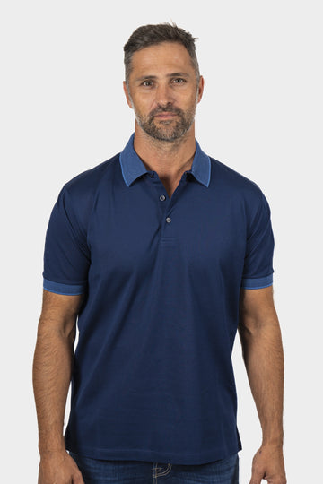 CANALI Navy Pique Polo Shirt