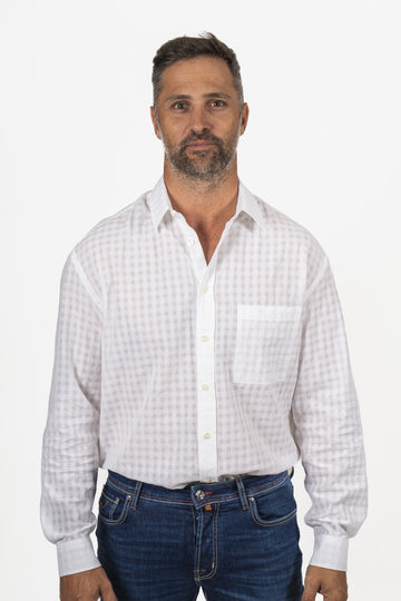CANALI White Relaxed Check Shirt