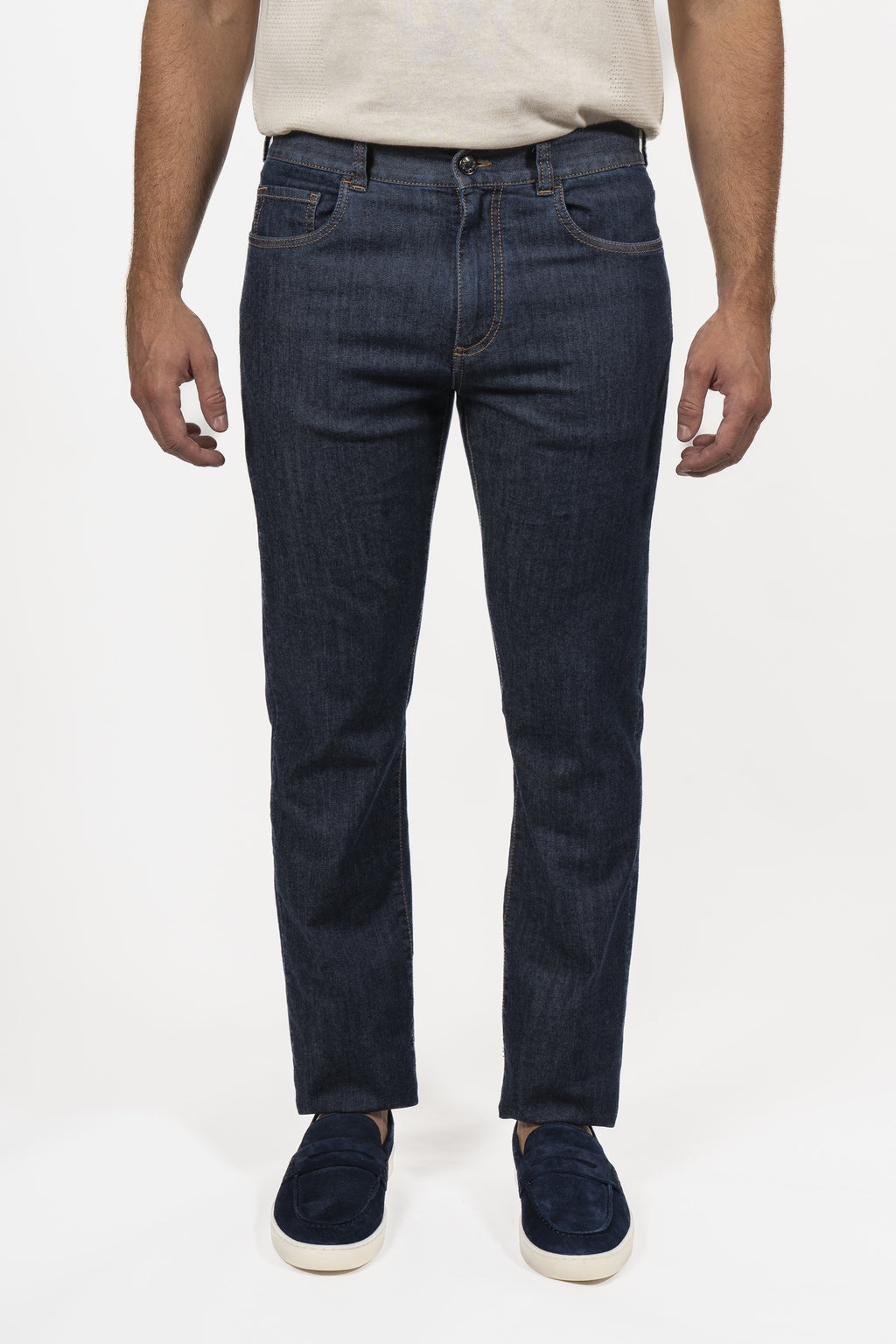 CANALI | Jeans With Tan Label | Dark Denim