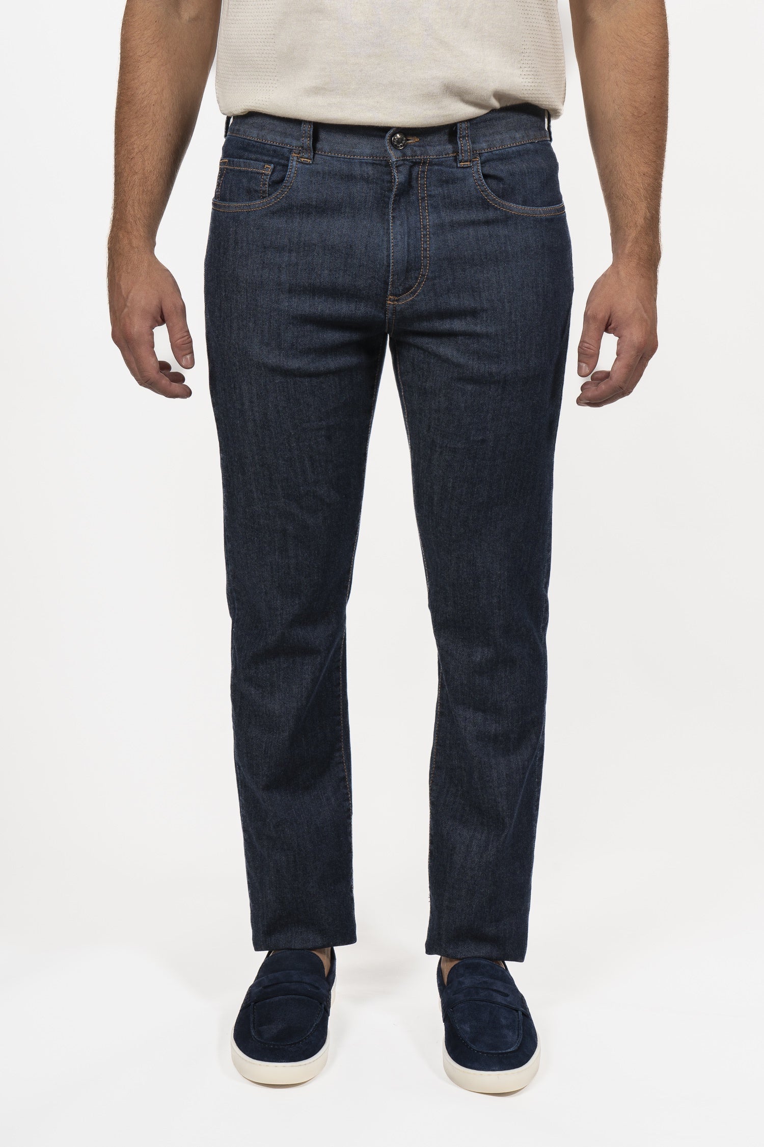 CANALI | Jeans With Tan Label | Dark Denim
