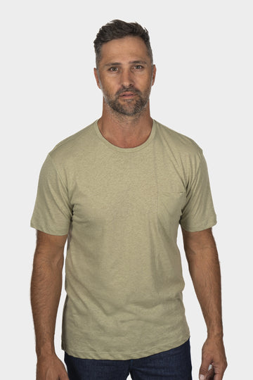 MEY STORY Sage Green Cotton & Linen T-Shirt