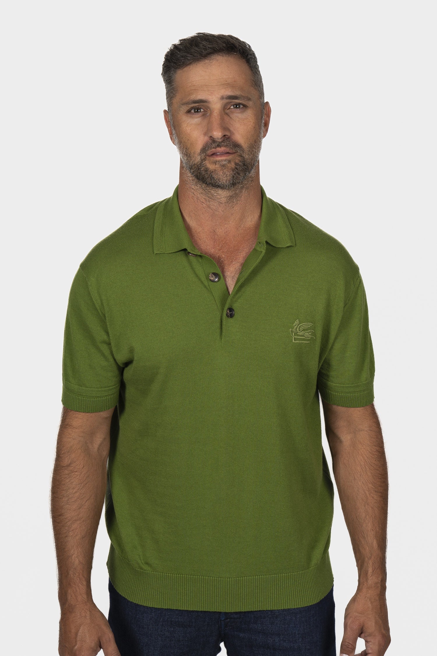 ETRO | Knitted Cotton Polo | Green