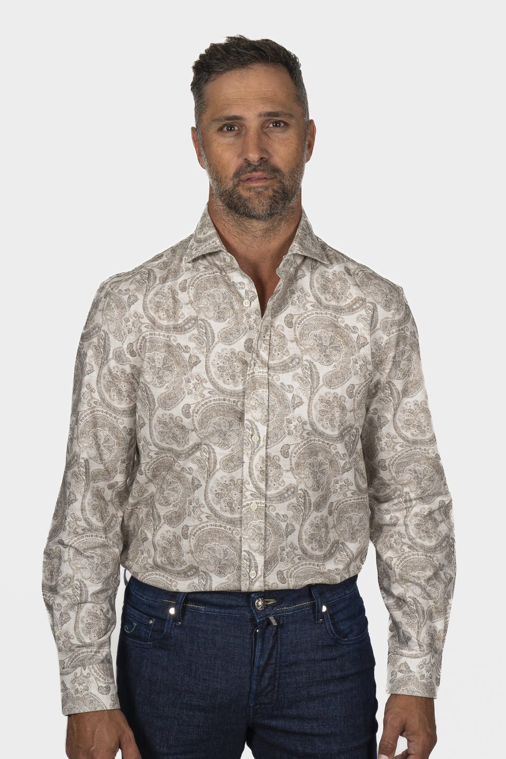 BRUNELLO CUCINELLI | Paisley Shirt | Brown & Cream