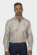 BRUNELLO CUCINELLI | Paisley Shirt | Brown & Cream