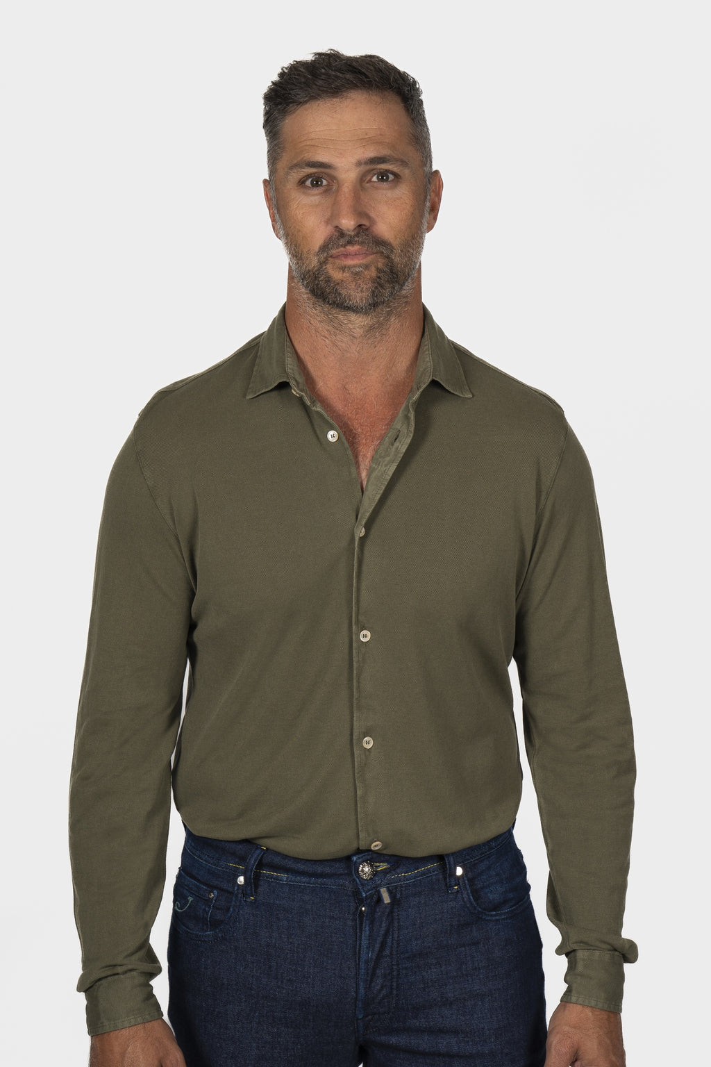 FEDELI | Pique Shirt | Khaki Green