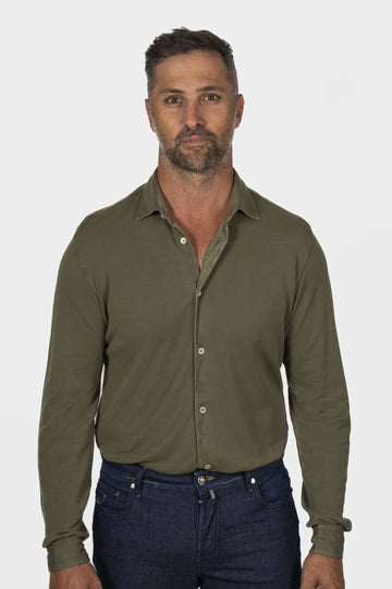 FEDELI Khaki Green Pique Shirt