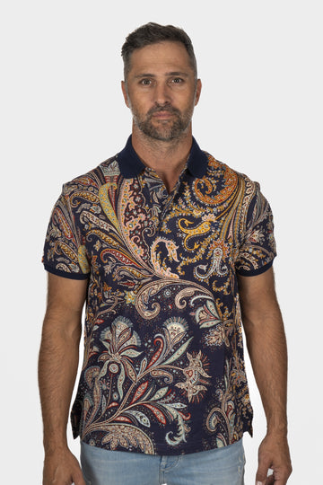 ETRO Navy Paisley Polo