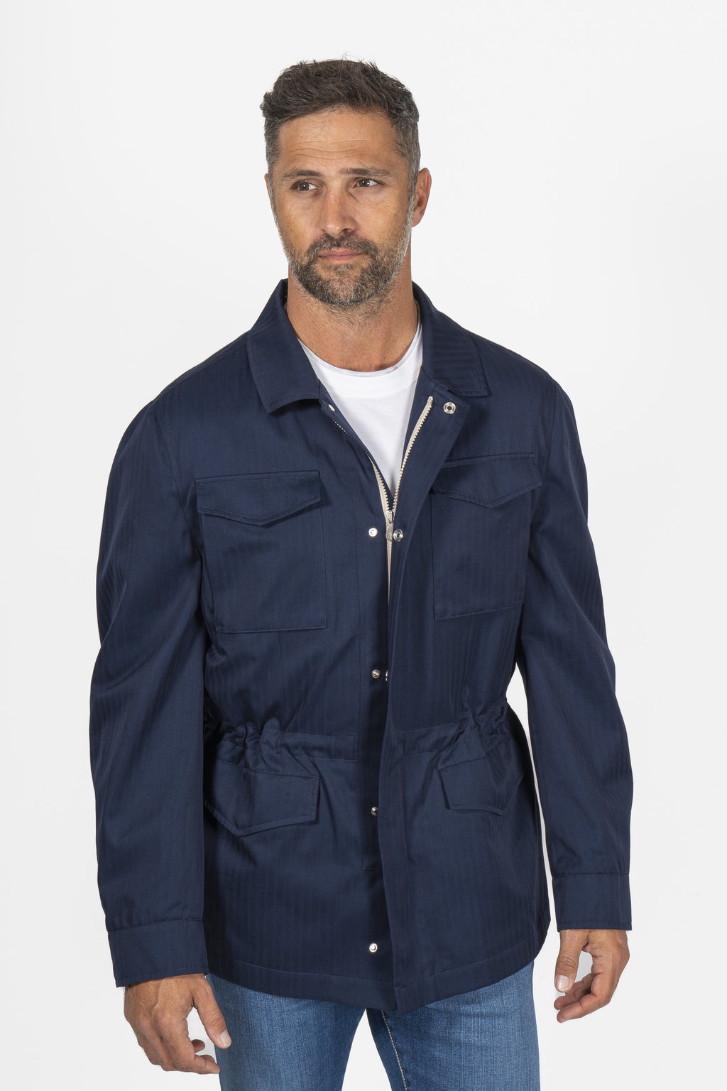 BRUNELLO CUCINELLI | Herringbone 4 Pocket Jacket | Navy