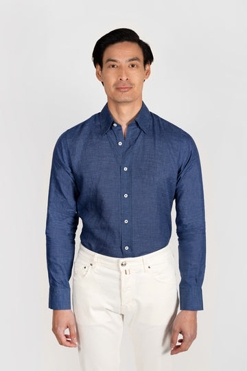 CANALI Dark Blue Linen Shirt