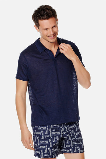 VILEBREQUIN Navy Linen Polo