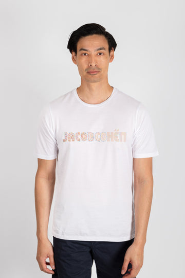 JACOB COHEN White T-Shirt With Embroidered Logo