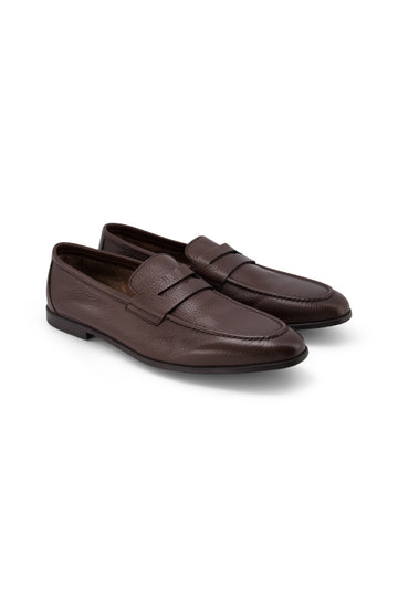 CANALI Dark Brown Leather Penny Loafer