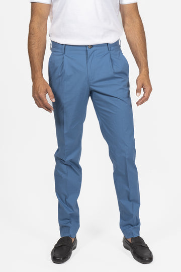 SLOWEAR Blue 3% Stretch 1 Pleat Chino