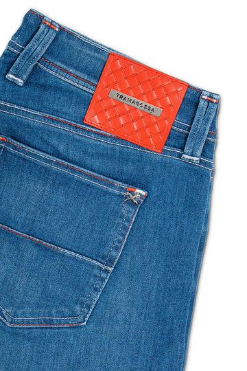 TRAMAROSSA Denim Jeans With Basket Weave Red Label