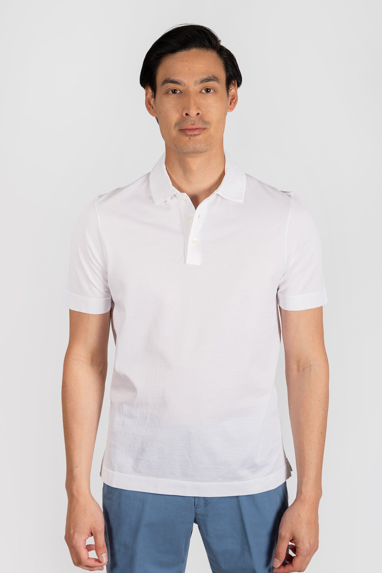 CANALI | Cotton Pique Polo | White