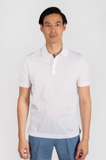 CANALI White Cotton Pique Polo