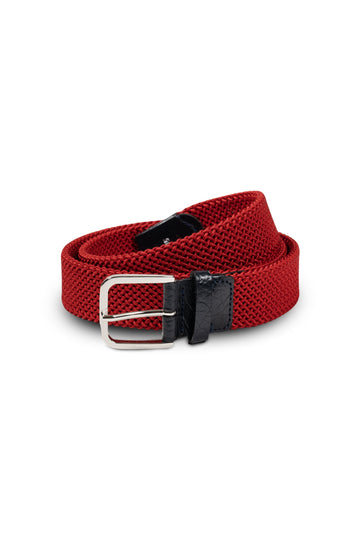 MITCHELL OGILVIE Red Plaited Elasticated Belt Croc Trims