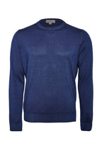 CANALI | Washed Wool-Silk Crew Neck Knit | Dark Blue