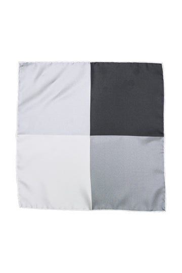 ASCOT 4 COLOUR POCKET SQUARE GREY-BLACK