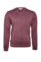 CANALI | Washed Wool-Silk V-Neck Knit | Wine