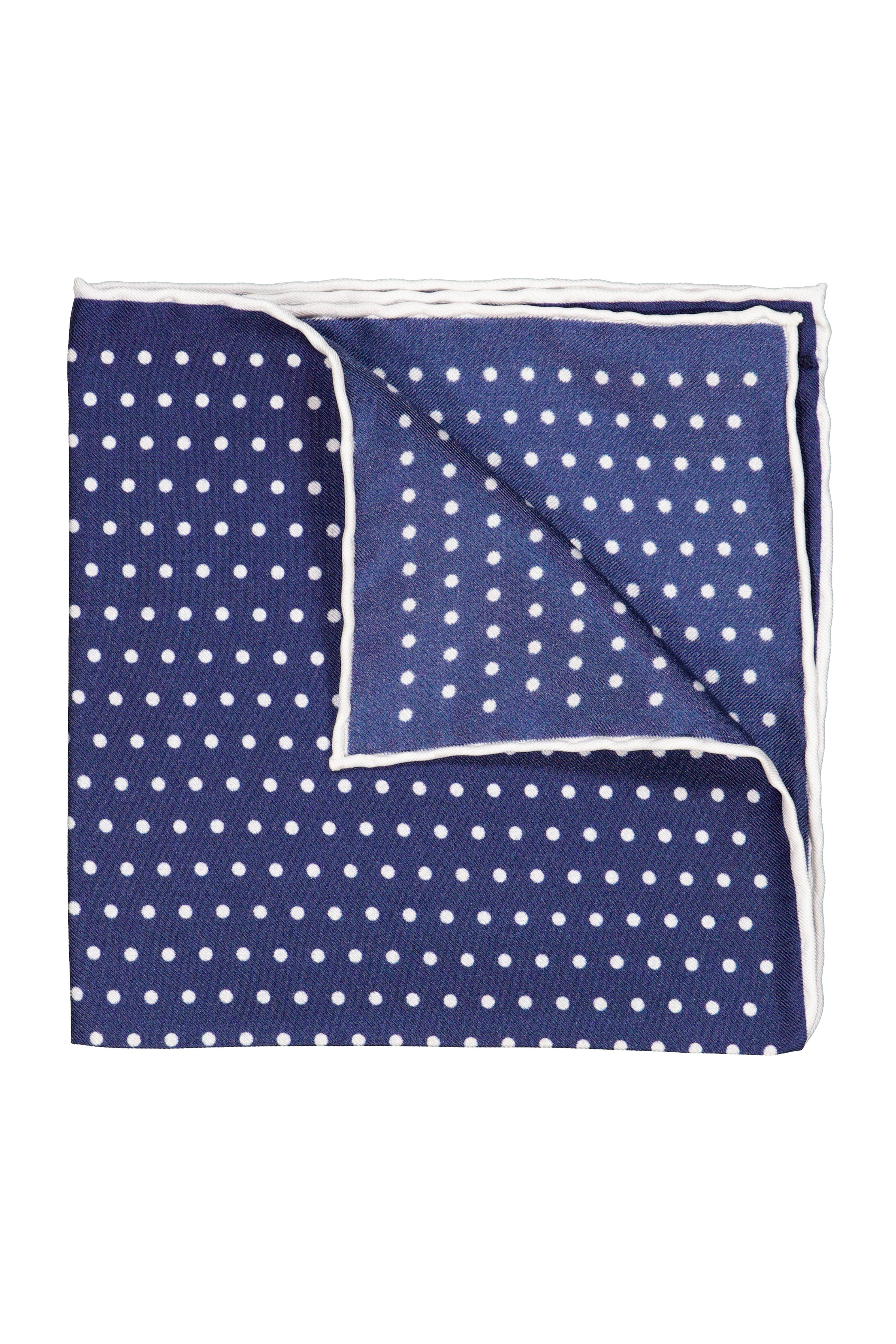 ASCOT | Spotty Silk Pocket Square | Navy