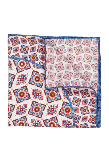 ASCOT Red & Blue Patterned Pocket Square